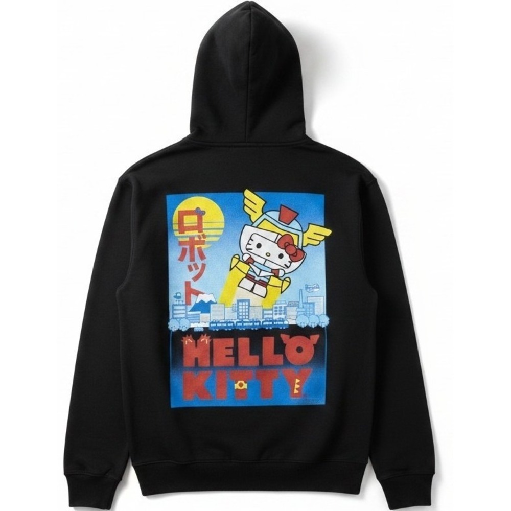 Hello Kitty Sanrio Tokyo Hoodie Womens Small Black Graphic Pullover Sweatshirt